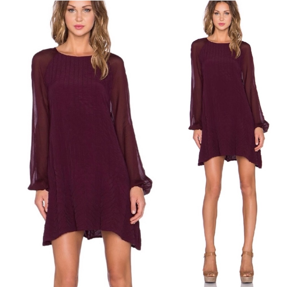 Cleobella Maroon Long Sleeve A Line Dress - Picture 11 of 12